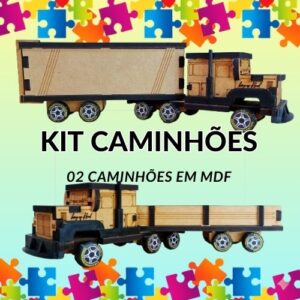 Kit Caminhões em MDF – Transporte a Imaginação e a Coordenação